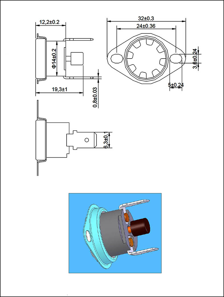 KSD thermostat drawing (Manual reset)